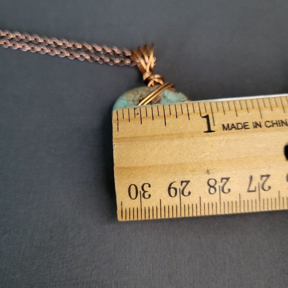 Womens Copper Tone Chain Heart Howlite Stone Pendant Wire Wrapped Necklace 22 in - Picture 9 of 9